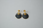 Vintage Gold Onyx Enamel Teardrop Earrings