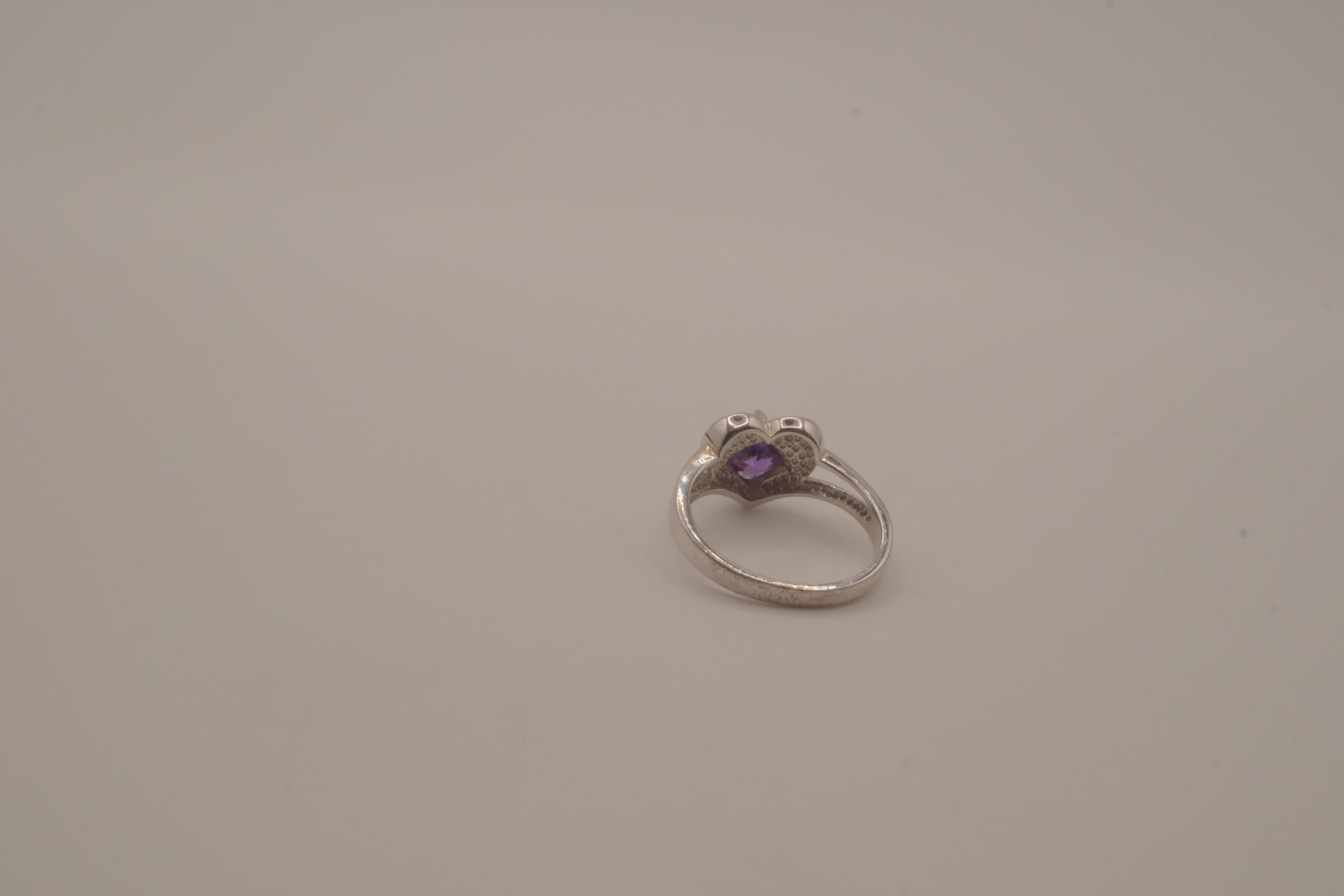 Sterling silver Amethyst and Opal heart ring