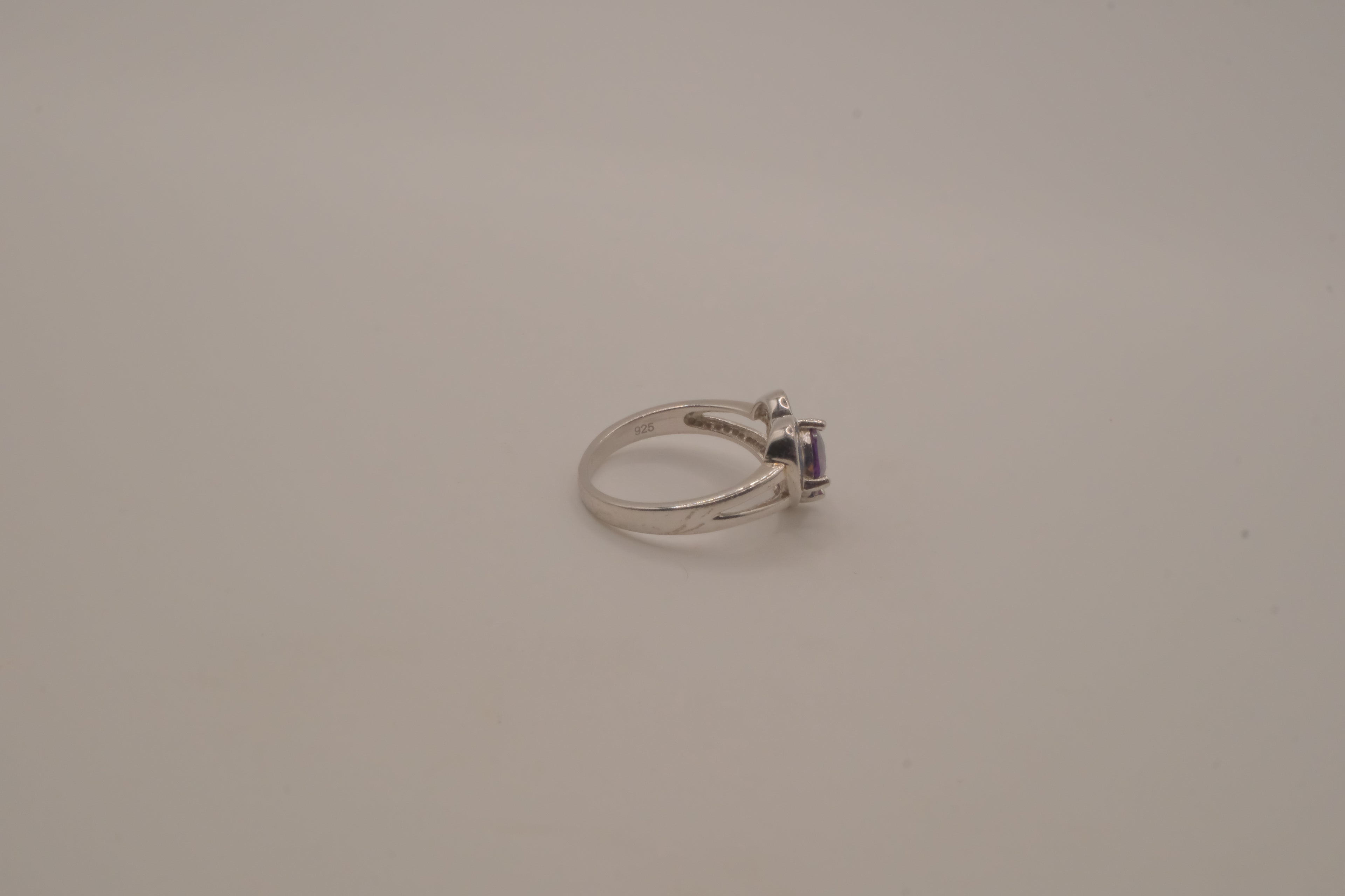Sterling silver Amethyst and Opal heart ring