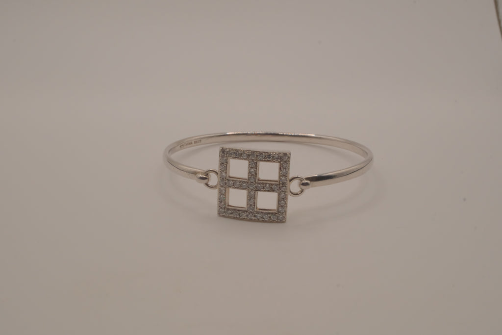 Elle sterling silver geometric bangle bracelet