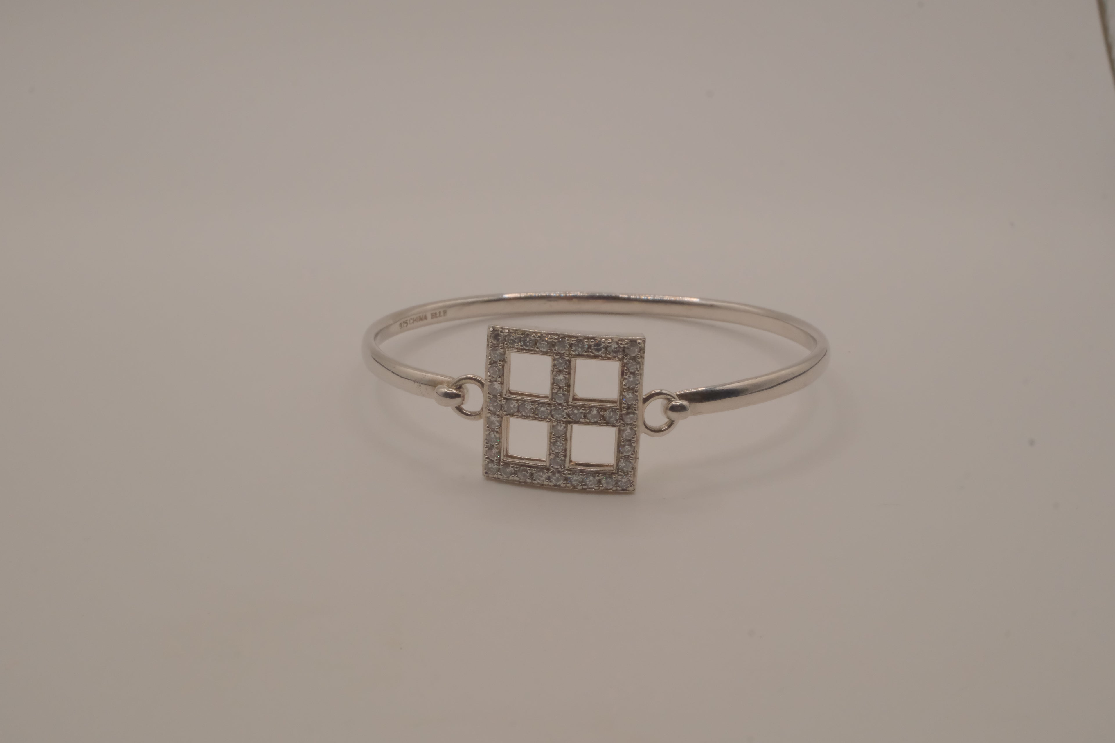 Elle sterling silver geometric bangle bracelet
