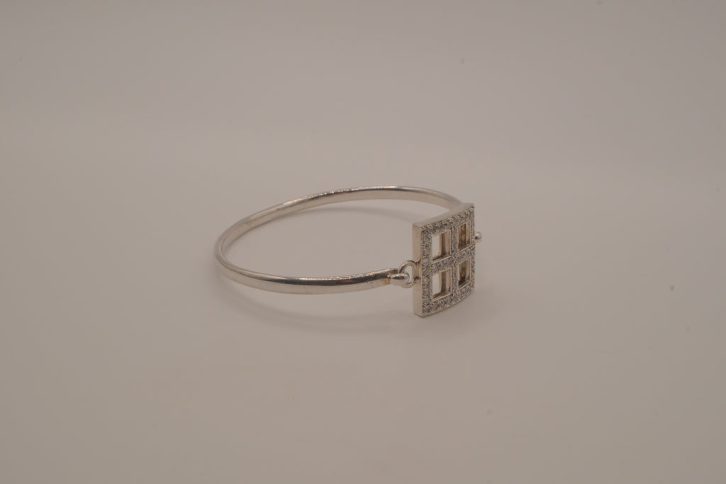 Elle sterling silver geometric bangle bracelet