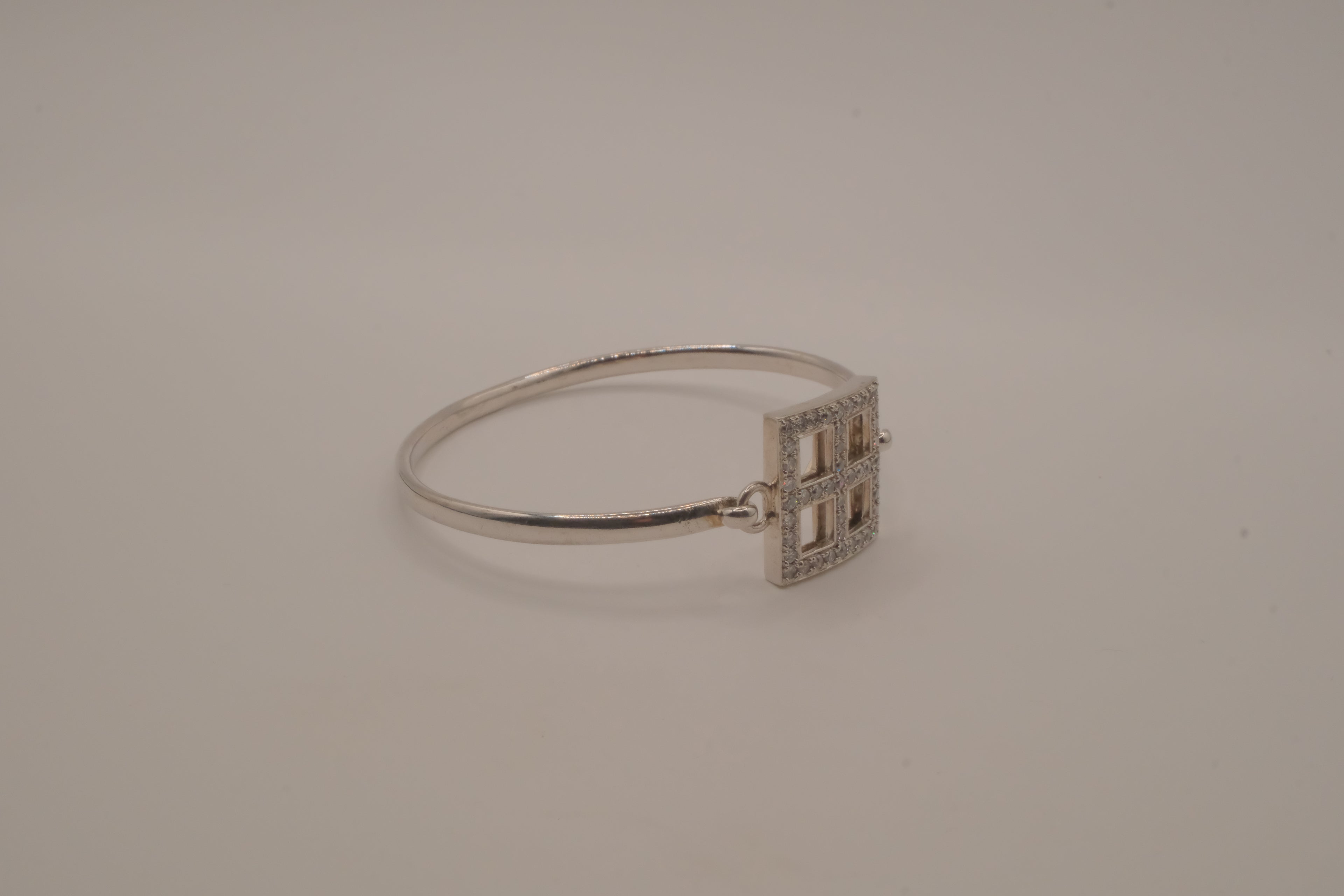 Elle sterling silver geometric bangle bracelet