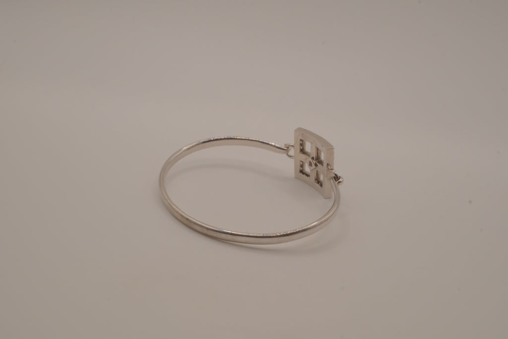 Elle sterling silver geometric bangle bracelet