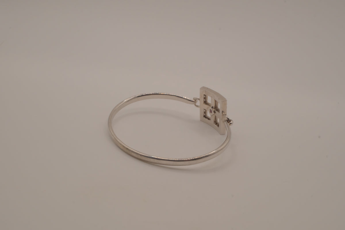 Elle sterling silver geometric bangle bracelet