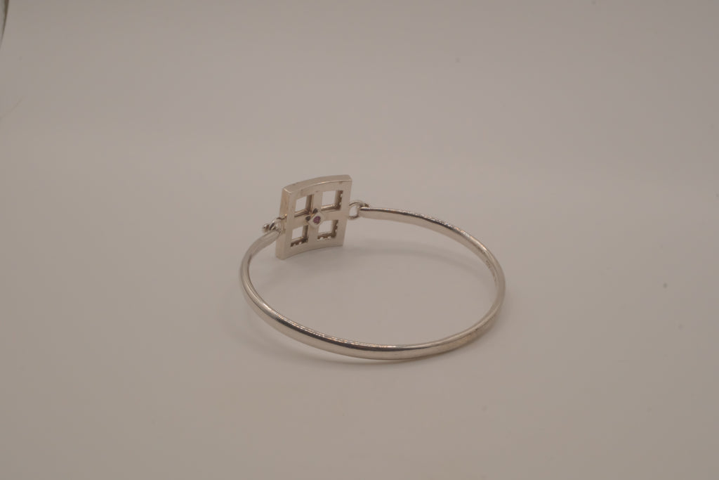 Elle sterling silver geometric bangle bracelet