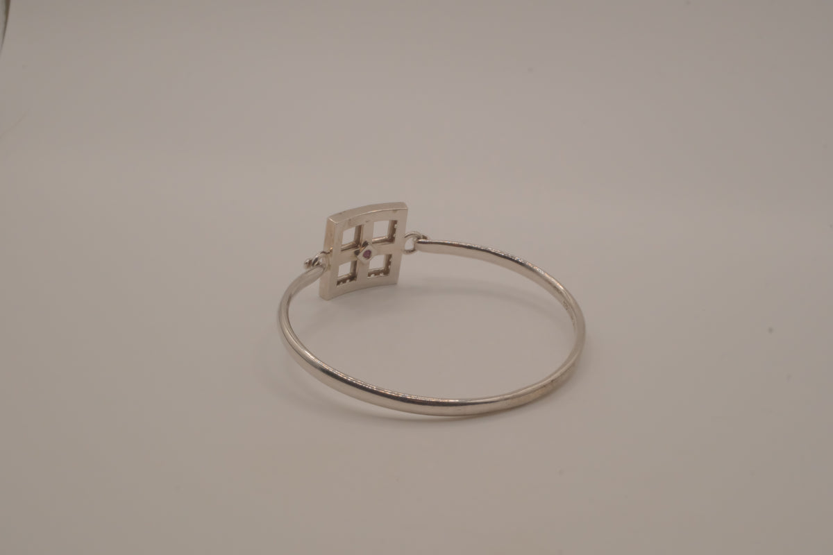 Elle sterling silver geometric bangle bracelet