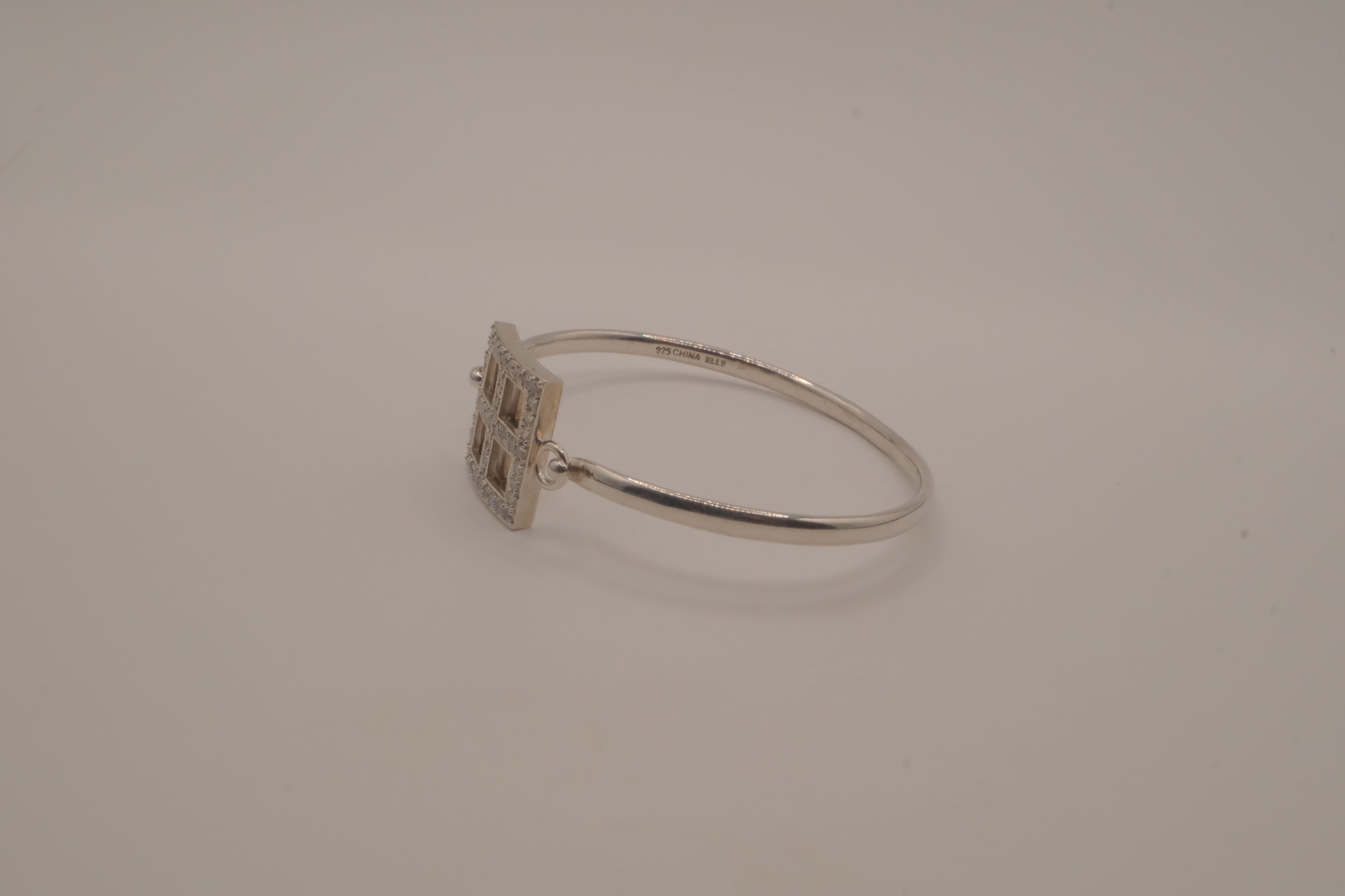 Elle sterling silver geometric bangle bracelet