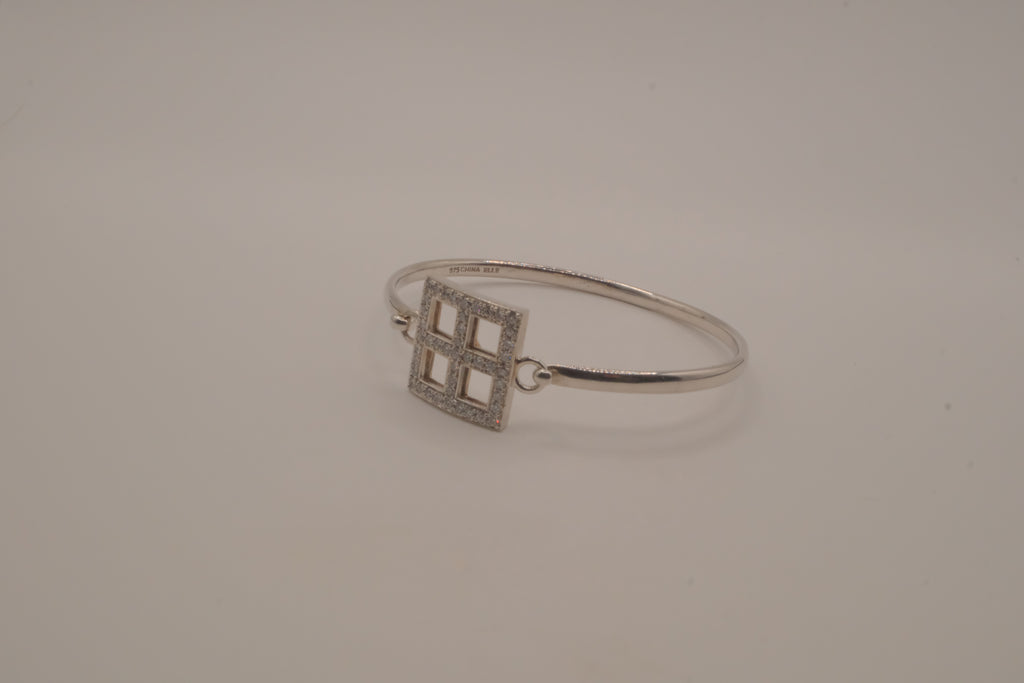 Elle sterling silver geometric bangle bracelet