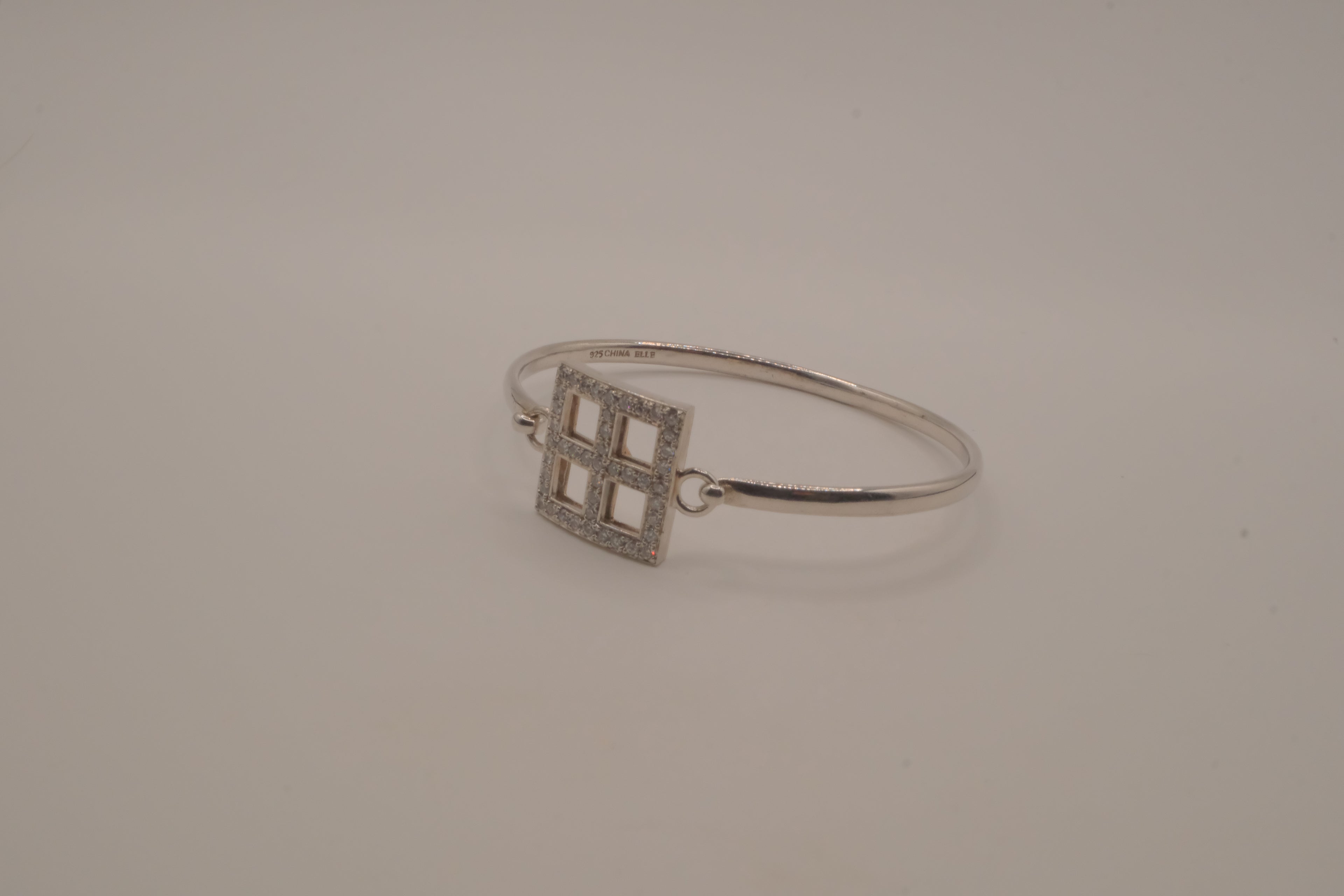 Elle sterling silver geometric bangle bracelet