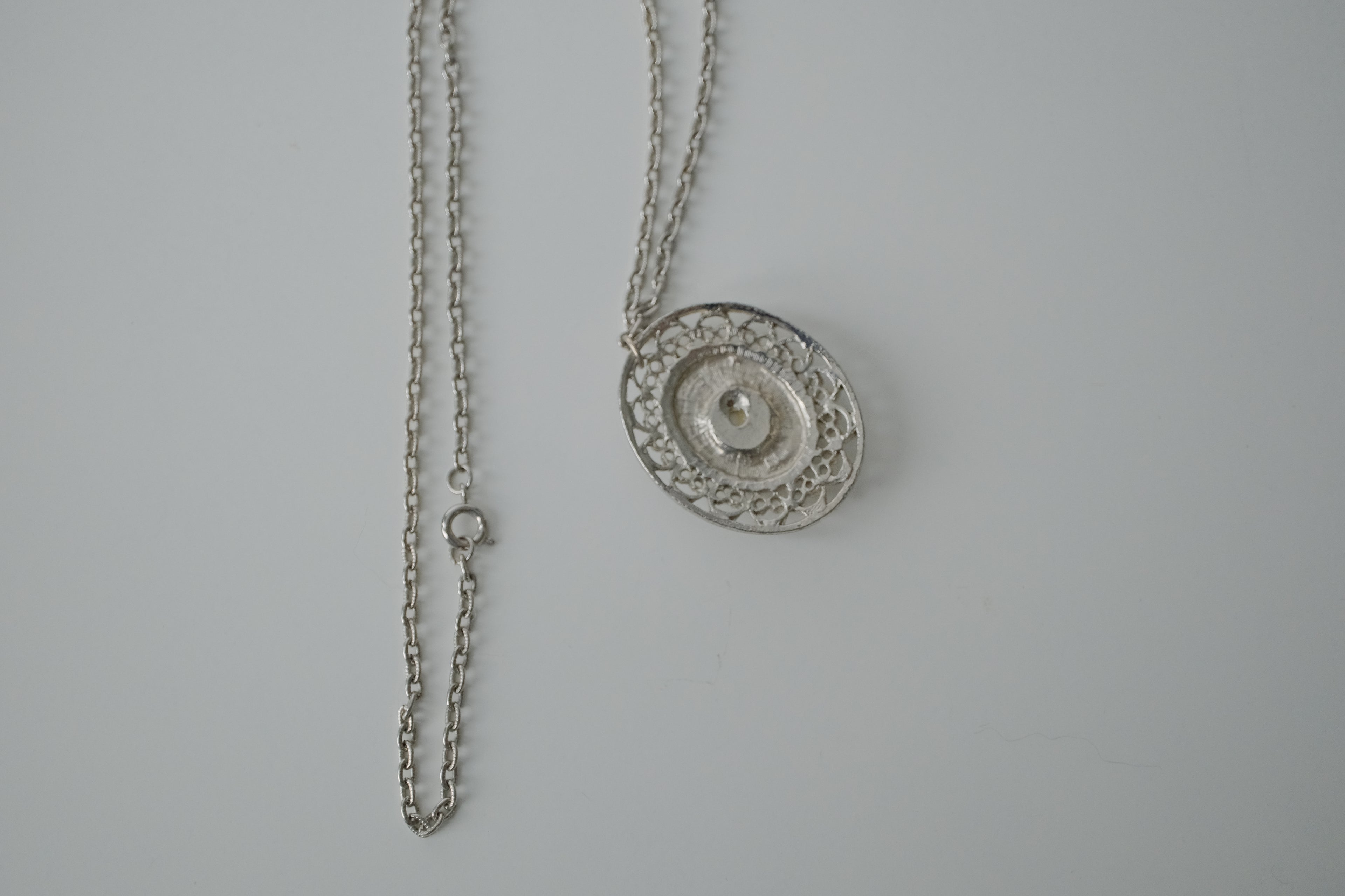Vintage Floral Painted Filigree Necklace
