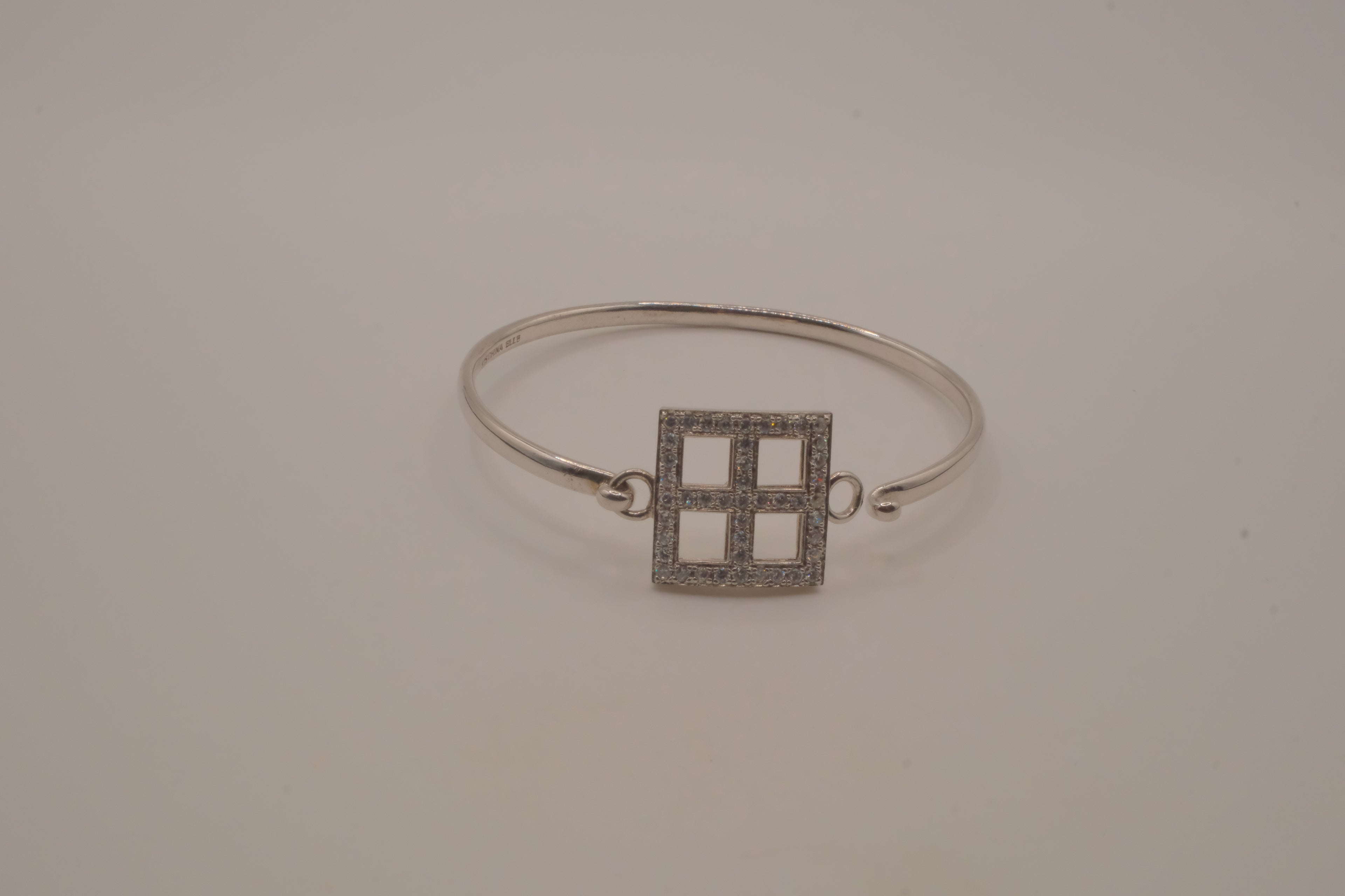 Elle sterling silver geometric bangle bracelet