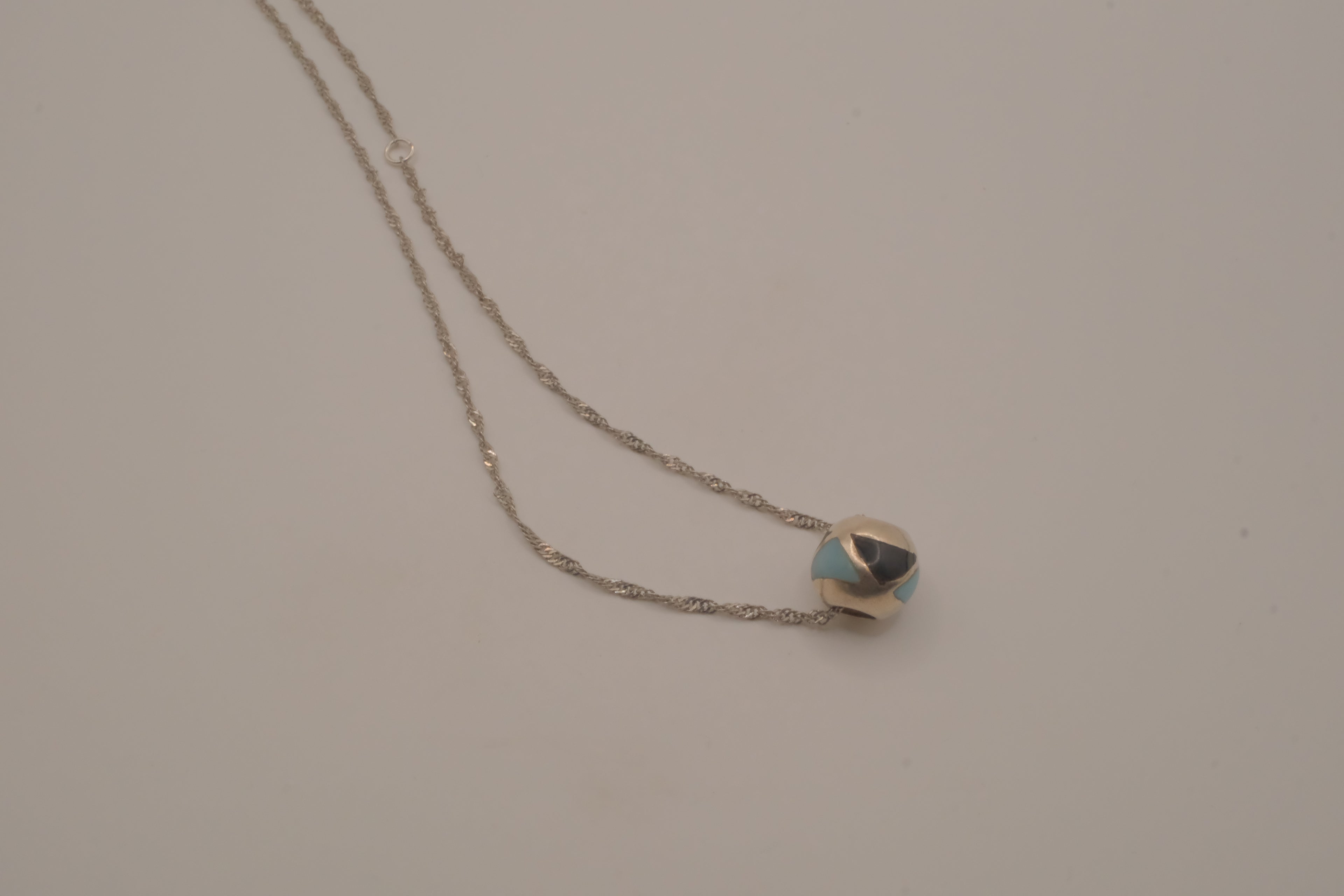 Sterling silver Larimar and Black Onyx sphere pendant necklace