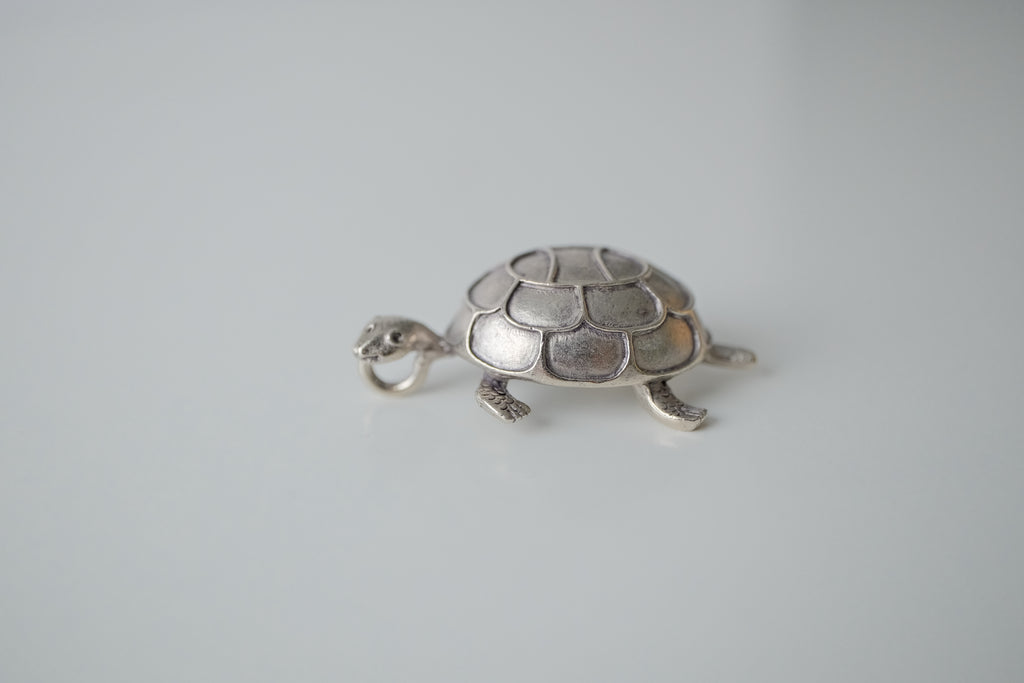 Vintage 3D Turtle Pewter Pendant
