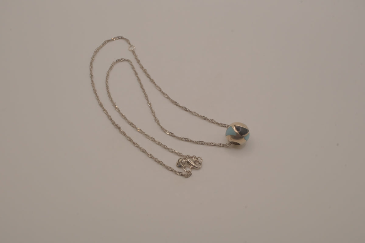 Sterling silver Larimar and Black Onyx sphere pendant necklace