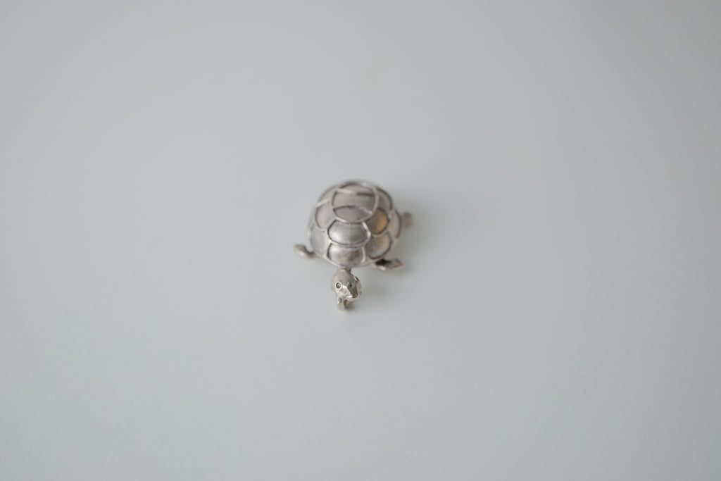 Vintage 3D Turtle Pewter Pendant