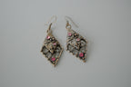 Vintage Silver Filigree with Pink Rhinestones Earrings
