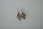 Vintage Silver Filigree with Pink Rhinestones Earrings