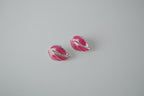 Vintage Pink Enamel Leaf Clip-On Earrings  Silver tone