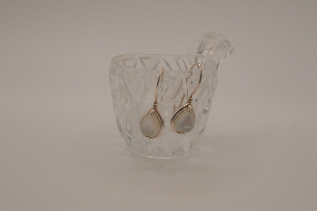 Sterling silver moonstone teardrop dangle drop earrings
