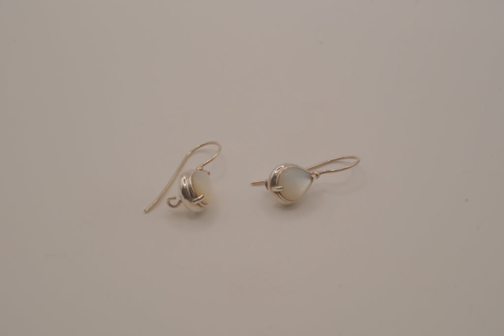Sterling silver moonstone teardrop dangle drop earrings