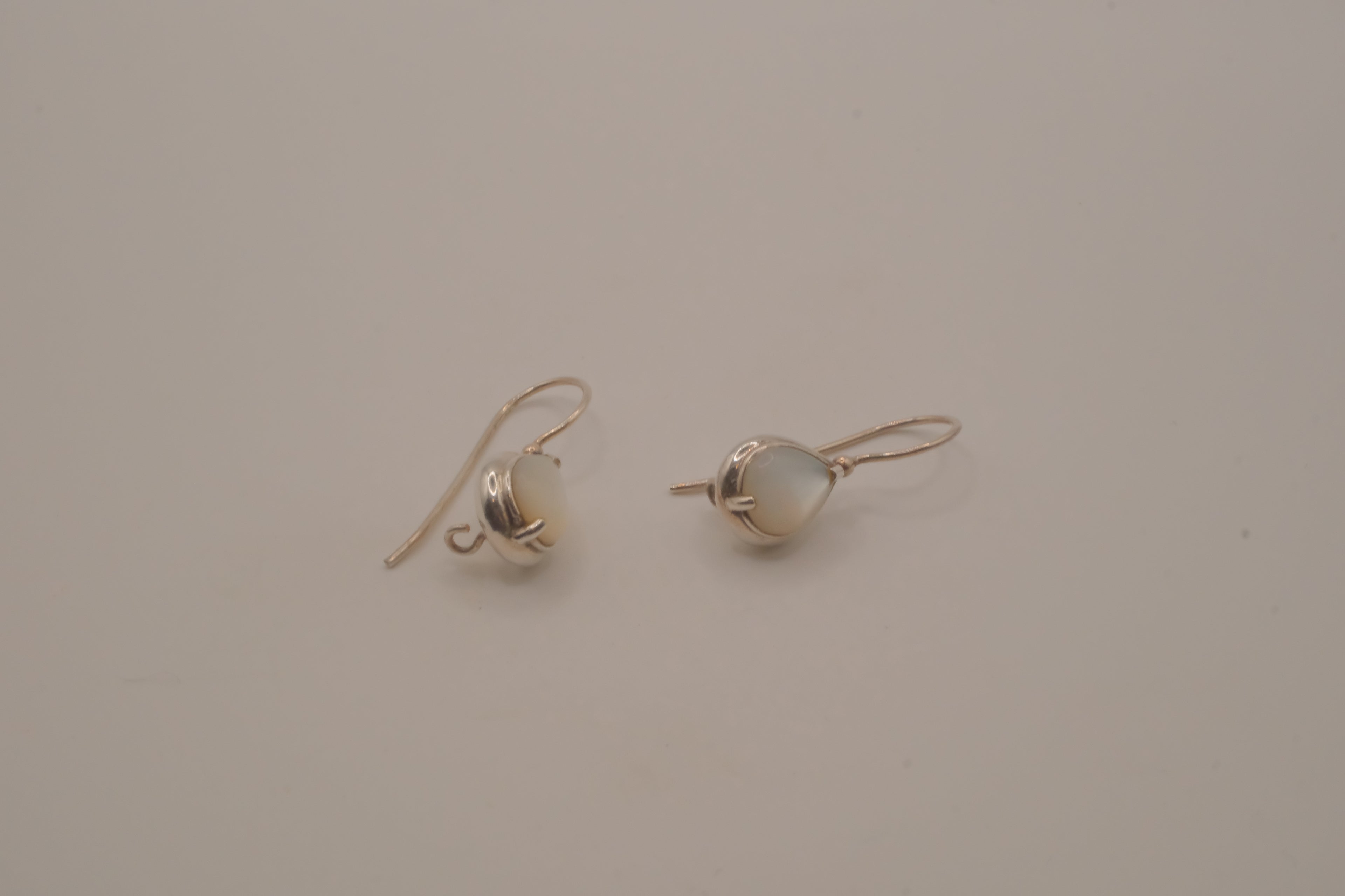 Sterling silver moonstone teardrop dangle drop earrings