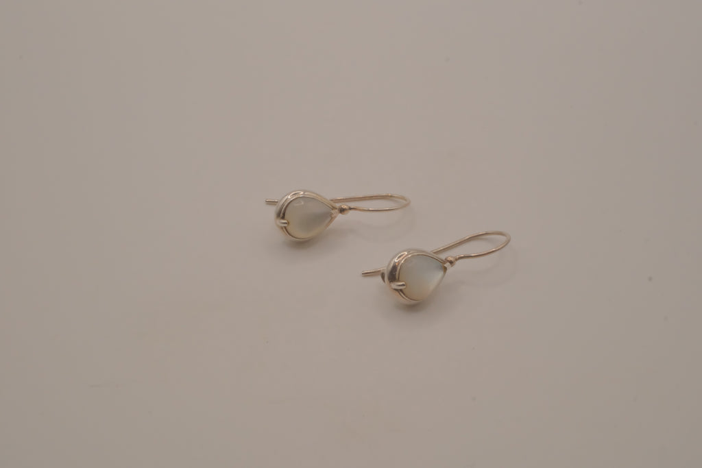 Sterling silver moonstone teardrop dangle drop earrings