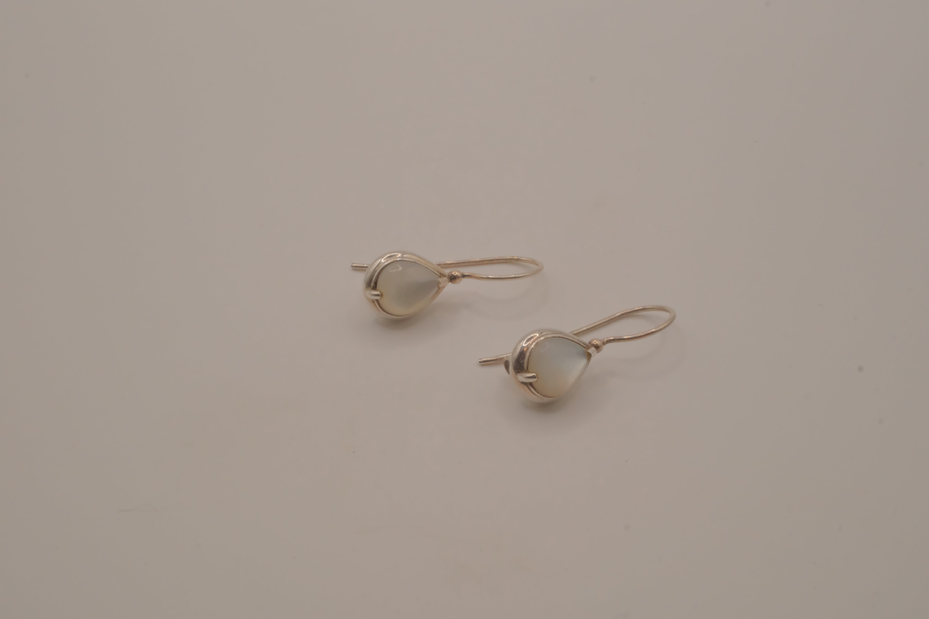 Sterling silver moonstone teardrop dangle drop earrings