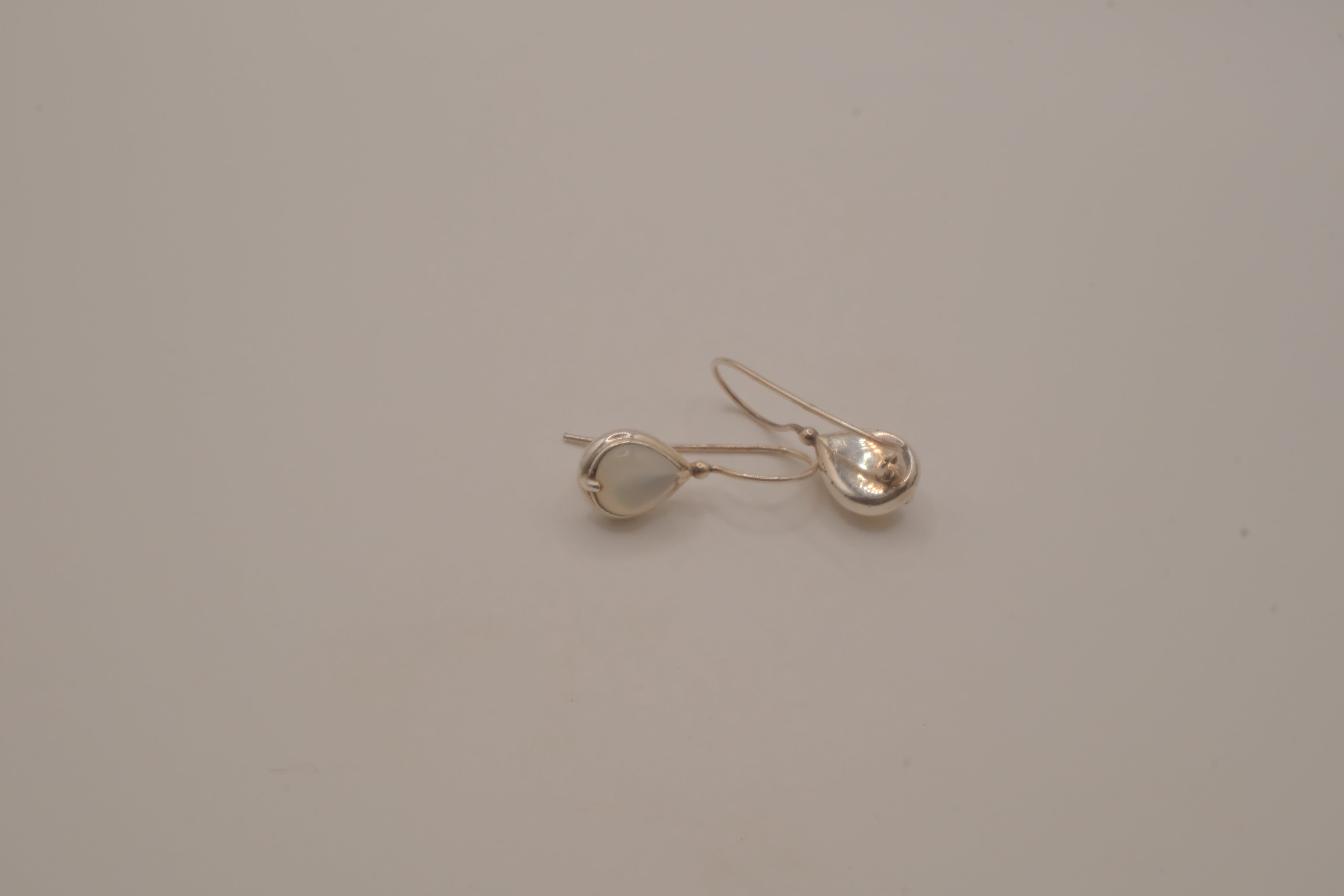 Sterling silver moonstone teardrop dangle drop earrings