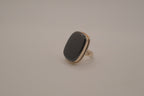 Sterling silver cushion-cut black onyx statement ring