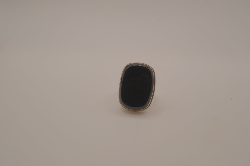 Sterling silver cushion-cut black onyx statement ring