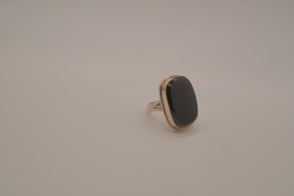 Sterling silver cushion-cut black onyx statement ring