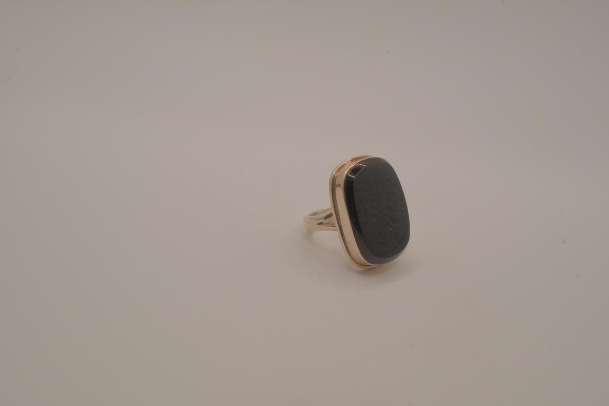 Sterling silver cushion-cut black onyx statement ring