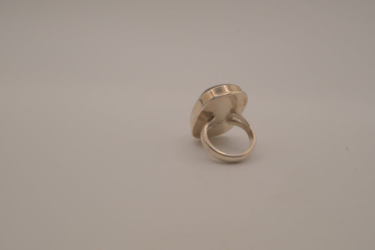 Sterling silver cushion-cut black onyx statement ring
