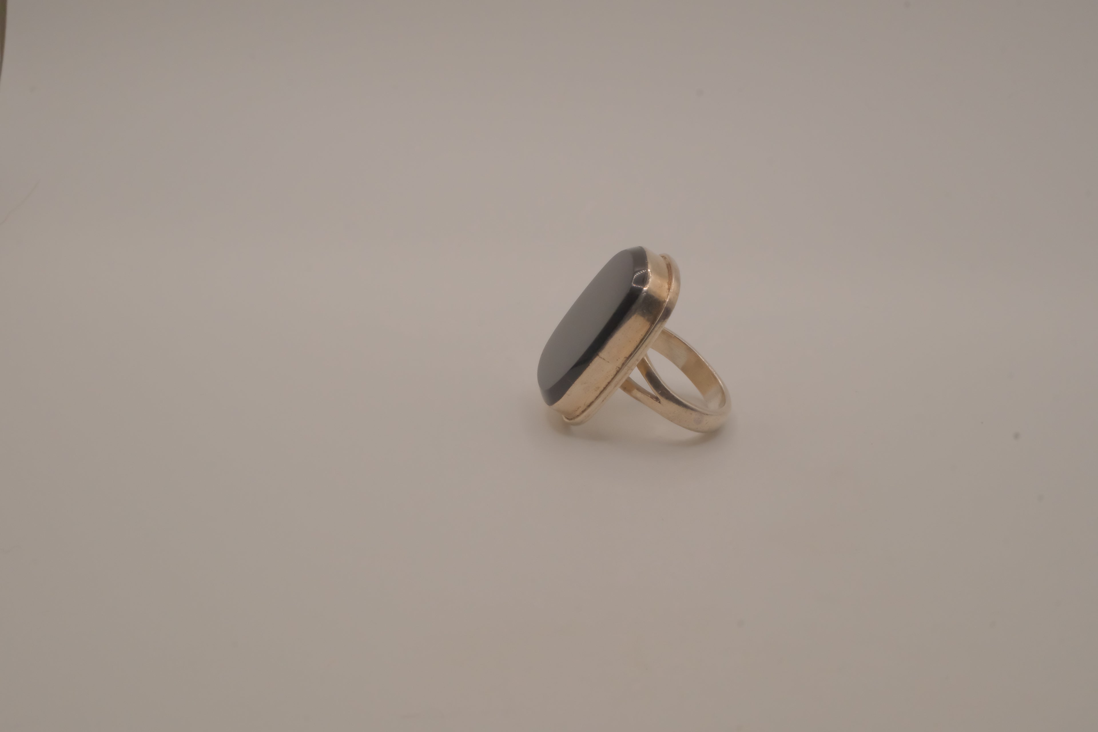 Sterling silver cushion-cut black onyx statement ring