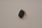 Sterling silver cushion-cut black onyx statement ring