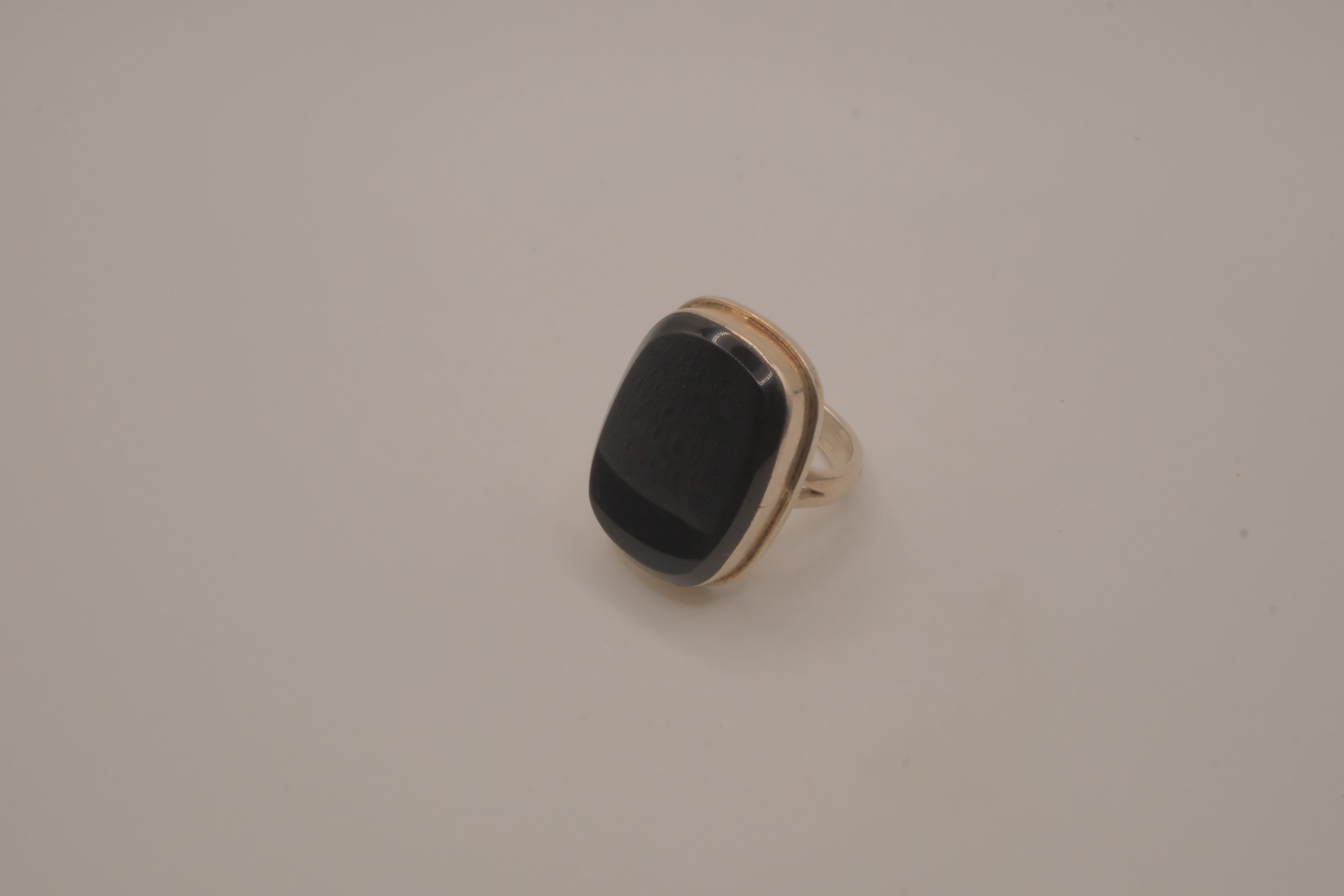 Sterling silver cushion-cut black onyx statement ring