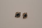 Vintage Sterling silver onyx openwork stud earrings