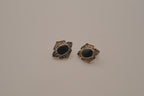 Vintage Sterling silver onyx openwork stud earrings