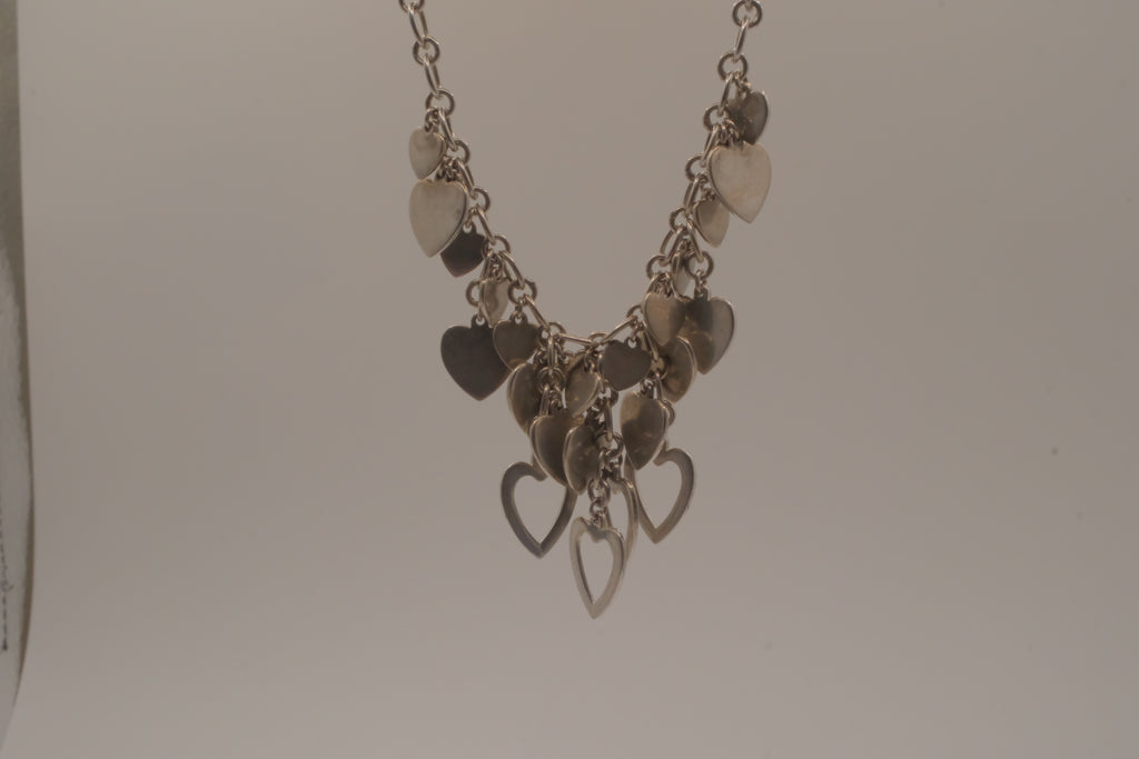 Elle Sterling silver multi-heart charm necklace