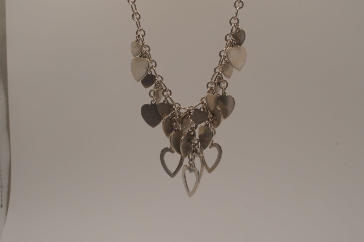 Elle Sterling silver multi-heart charm necklace