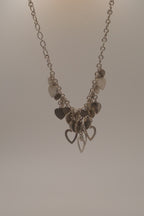 Elle Sterling silver multi-heart charm necklace