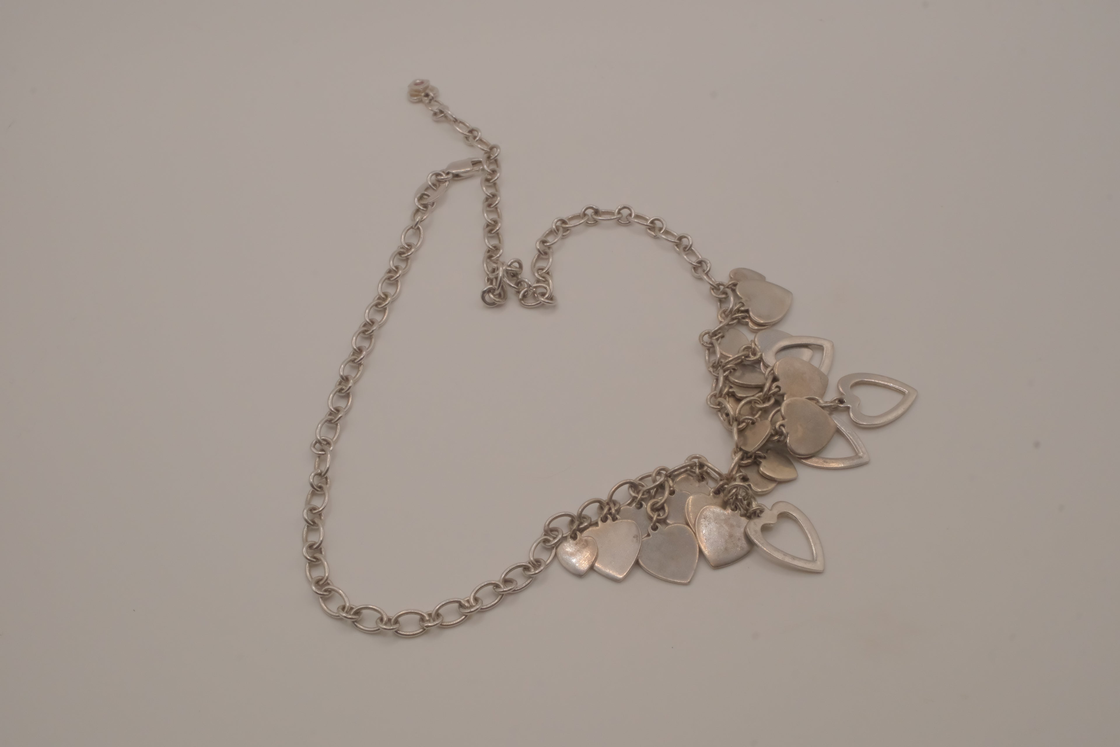 Elle Sterling silver multi-heart charm necklace
