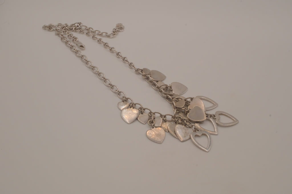 Elle Sterling silver multi-heart charm necklace