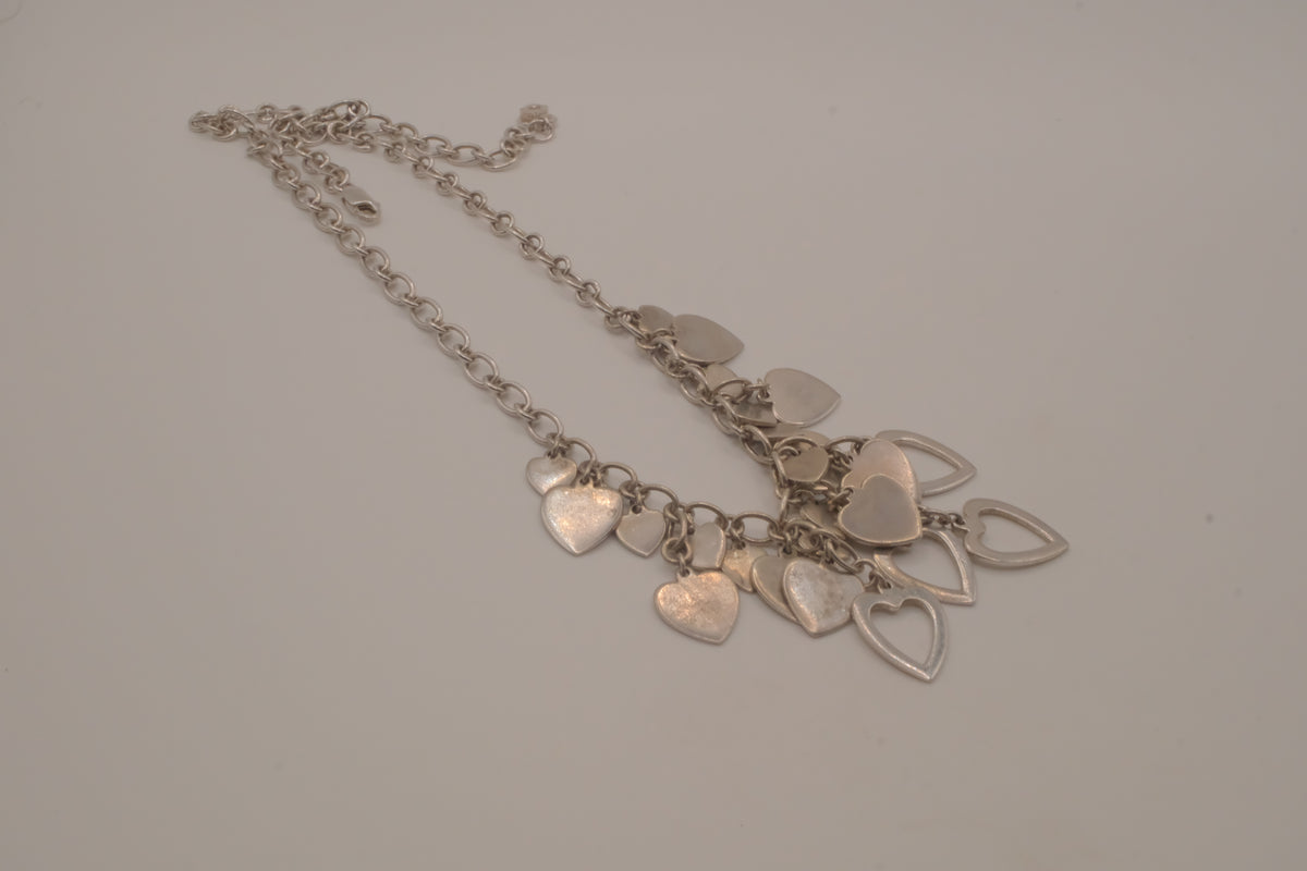 Elle Sterling silver multi-heart charm necklace