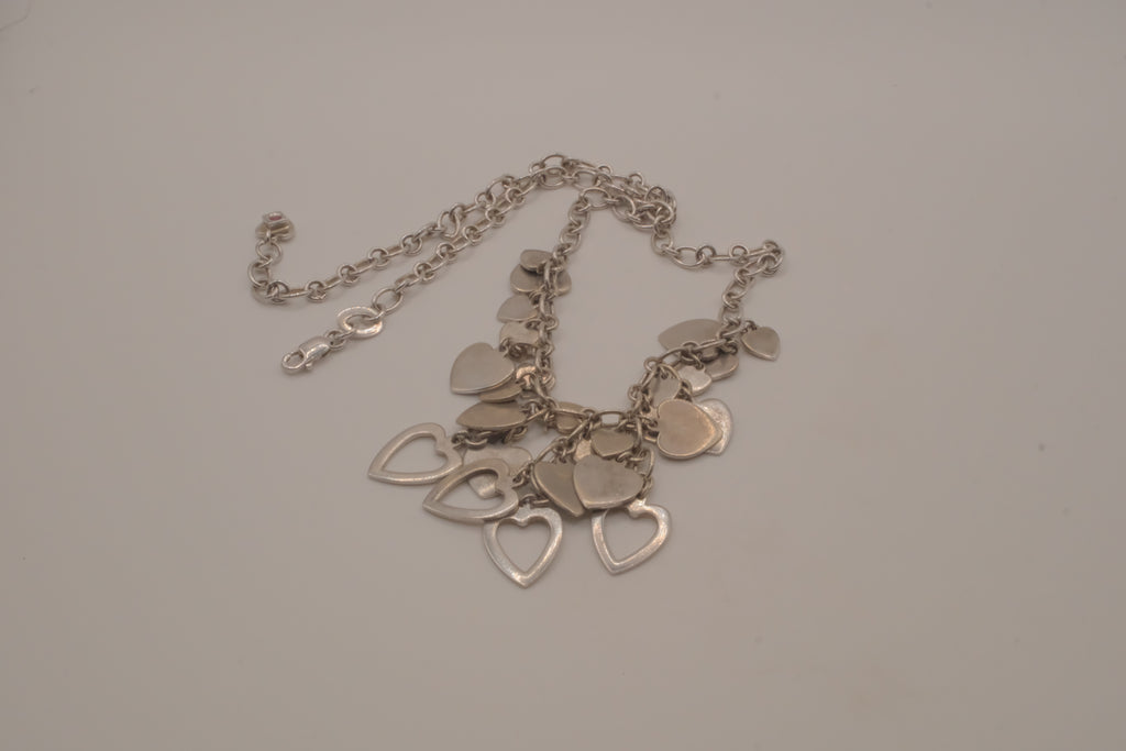 Elle Sterling silver multi-heart charm necklace