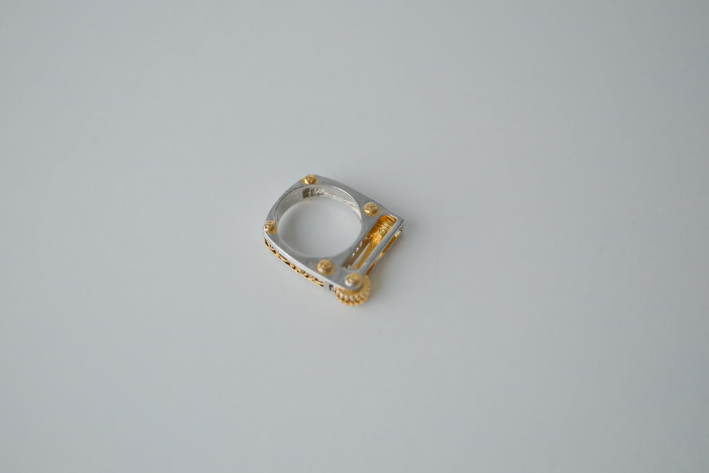 Sterling silver Two Tone Mechanical Ring