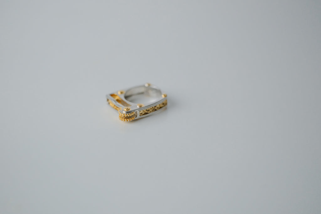 Sterling silver Two Tone Mechanical Ring