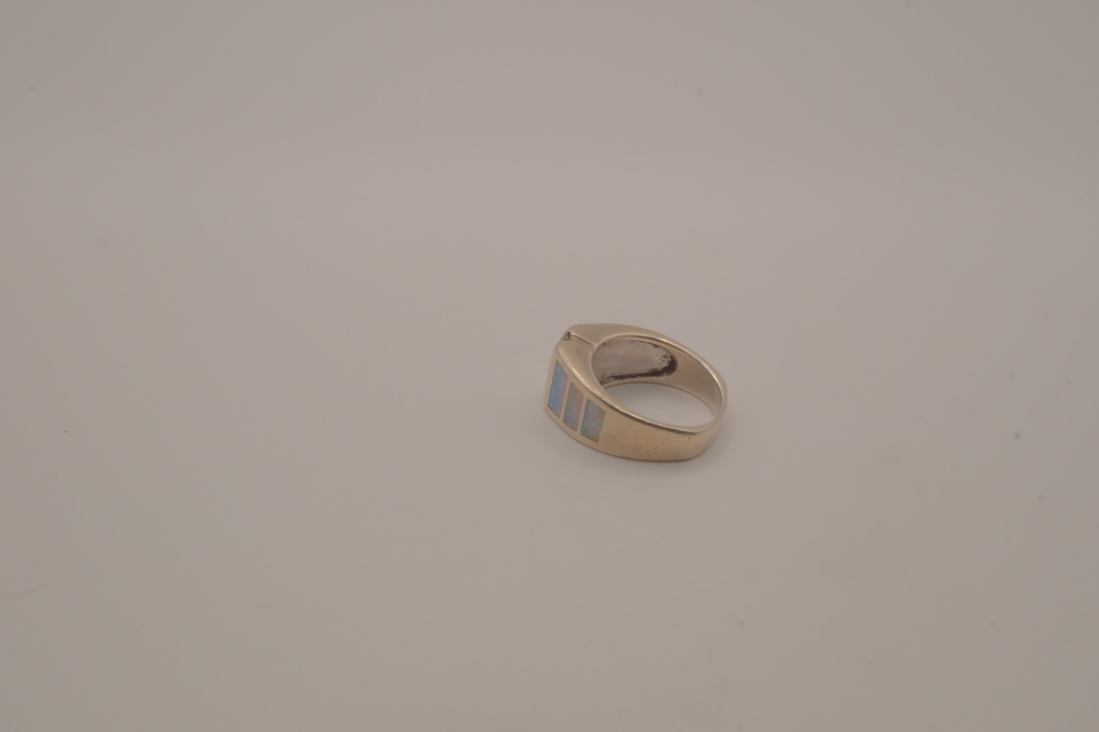 Sterling silver channel-set opal inlay ring