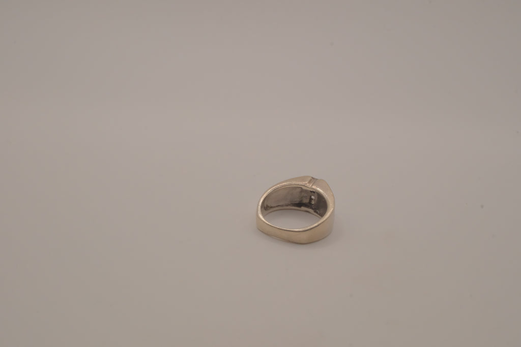 Sterling silver channel-set opal inlay ring